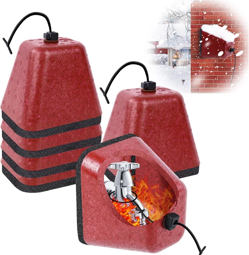 RGJ Outdoor Faucet Covers for Winter, 6 Pack Insulated Foam Faucet Cover Freeze Protection, Reusable Winter Spigot Covers Water Pipe Covers Hose Bib Covers - Image 1